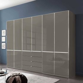 Großer Kleiderschrank Boplaroma mit vier Schubladen Front glasbeschichtet – Ansicht 2