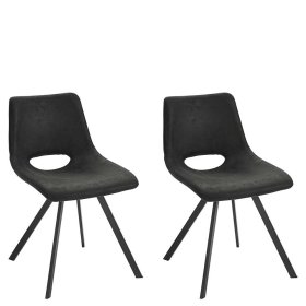 Polsterstühle Rain in Anthrazit und Schwarz Lehne mit Ausschnitt (2er Set) – Ansicht 2