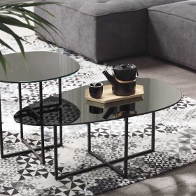 Couchtisch Infernya aus Spiegelglas und Metall mit Bügelgestell – Ansicht 2