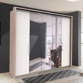 Breiter Schlafzimmerkleiderschrank Lolyana mit Spiegeltüren modern – Ansicht 2