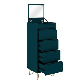 Schminkkommode Andro in Petrol und Goldfarben 110 cm hoch – Ansicht 3