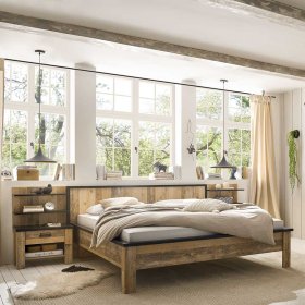 Bett & Konsolen Studiana 180x200 cm in Altholz Optik verwittert (dreiteilig) – Ansicht 2
