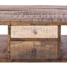 Design Wohnzimmertisch Tamila aus Mangobaum Massivholz sandgestrahlt – Ansicht 4