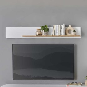Wohnzimmer Wohnwand Saladd in Wildeichefarben und Weiß (vierteilig) – Ansicht 14