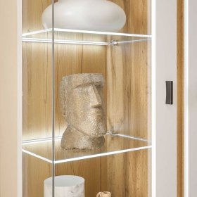Vitrinenschrank Luzillo mit LED Beleuchtung in Weiß und Wildeichefarben – Ansicht 8