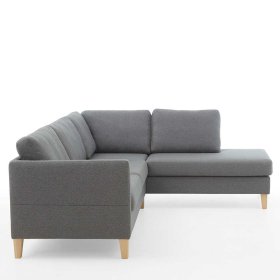 Skandi Design Sofaecke Bastia in Grau mit Fußgestell aus Holz – Ansicht 6