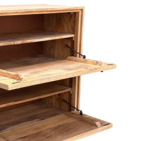 Schuh Schrank Diaria Front beschnitzt in Mangoholz Naturfarben – Ansicht 5