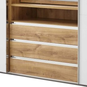 Gleittürenschrank Gizmeal mit drei Schubladen und Spiegel innen – Ansicht 5