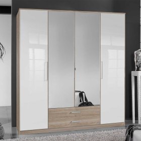Kleiderschrank Fashiona mit Spiegeltüren und zwei Schubladen – Ansicht 2