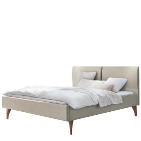 Modernes Polsterbett Chow in Beige und Kernbuchefarben – Ansicht 1