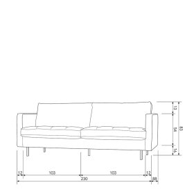 Recyclingleder Couch Lonzavez in Schwarz 230 cm breit – Ansicht 7