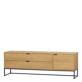 TV Board Ortava mit zwei Schubladen und einer Tür – Ansicht 1