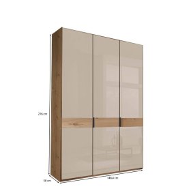 Drehtürenschrank Viramiru in Champagner & Eiche Bianco 149 cm breit – Ansicht 15