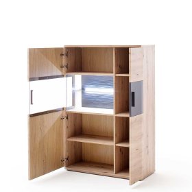 Wohnzimmer Highboard Lucisa in Eiche Optik und Anthrazit modern – Ansicht 3