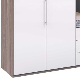 Kombi Ankleideschrank Yunidra 3 türig mit Spiegel und Schubladen modern – Ansicht 4