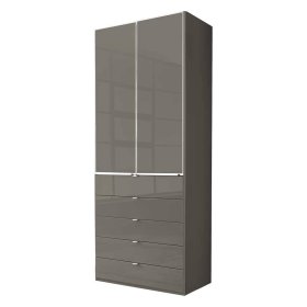 Kleiderschrank Boplaroma mit fünf Schubladen Front glasbeschichtet – Ansicht 1