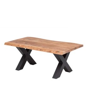 Sofa Tisch Feconda aus Akazie Massivholz mit X Gestell – Ansicht 1