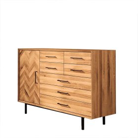 Sideboard Yalley mit sieben Schubladen aus Wildeiche Massivholz – Ansicht 1