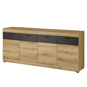 Sideboard Badehma in Dunkelgrau und Eichefarben – Ansicht 1