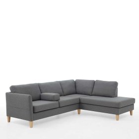 Skandi Design Sofaecke Bastia in Grau mit Fußgestell aus Holz – Ansicht 4