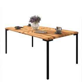 Esszimmertisch Yalley aus Wildeiche Massivholz und Metall im Skandi Design – Ansicht 1