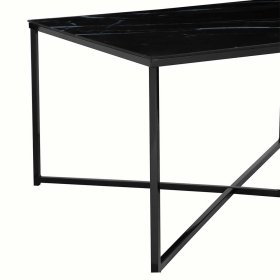 Retrostil Couchtisch Judita in Schwarz mit Glasplatte – Ansicht 5