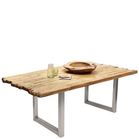 Esszimmer Tisch Genn aus Teak Recyclingholz und Stahl mit Bügelgestell – Ansicht 2