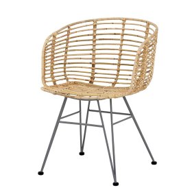 Rattan Stühle Anuel in Beige und Silberfarben mit Armlehnen (2er Set) – Ansicht 1