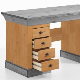 Büroschreibtisch Viaduca in Grau Kiefer teilmassiv im Landhaus Design – Ansicht 6