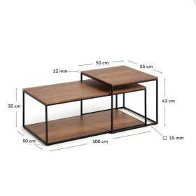Wohnzimmer Tisch Set Katrynella in Nussbaumfarben und Schwarz (zweiteilig) – Ansicht 4