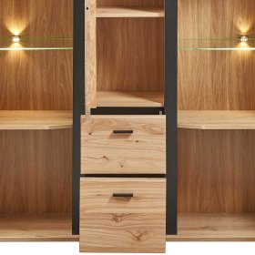 Highboard Sebetino mit LED Beleuchtung und zwei Glasböden – Ansicht 7