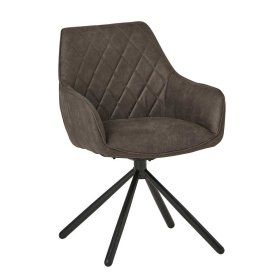 Stuhl Set Esstisch Cadrian in Grau und Schwarz aus Microfaser und Metall (2er Set) – Ansicht 2