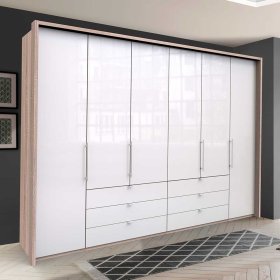 Panorama Kleiderschrank Andryas in Weiß und Eiche Sägerau – Ansicht 2