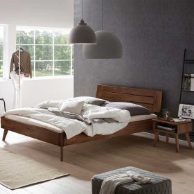 Hochwertiges Doppelbett Lakeside aus Nussbaum Massivholz geölt – Ansicht 2
