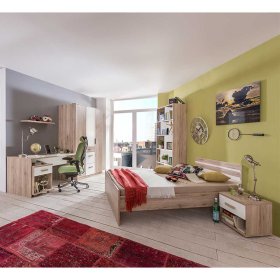 Jugendzimmer komplett Nokadura in Eiche San Remo und Weiß (siebenteilig) – Ansicht 1
