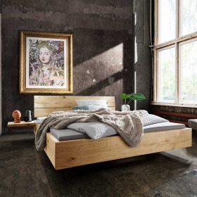 Wildeiche Massivholzbettgestell Albert im Industry Stil 140x200 cm (dreiteilig) – Ansicht 2