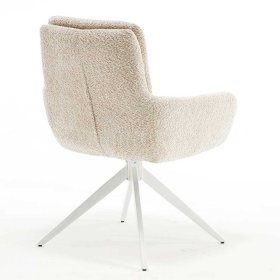 Cremefarbene Esstisch Stühle Velsamos aus Boucle Stoff und Metall (2er Set) – Ansicht 4