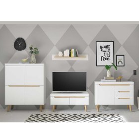 Schrankwand Wohnzimmer Jasturian im Skandi Design 134 cm hoch (vierteilig) – Ansicht 3