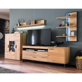 Wohnzimmerwand Vruamosa in Eiche Bianco und Anthrazit modern (vierteilig) – Ansicht 2