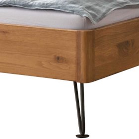 Wildeiche Natur Doppelbett Dorcano mit Vierfußgestell aus Metall in Anthrazit – Ansicht 4