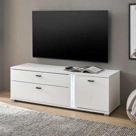 TV Lowboard Constantin mit LED Beleuchtung in Weiß – Ansicht 2