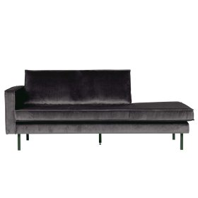 Sofa Recamiere Casilla mit Armlehne links in Anthrazit Samtbezug – Ansicht 2