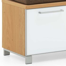 Garderobenbank Luoretta in Eiche Bianco mit Weißglas – Ansicht 4