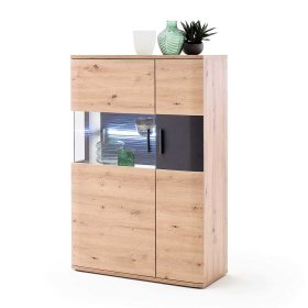 Wohnzimmer Highboard Lucisa in Eiche Optik und Anthrazit modern – Ansicht 2