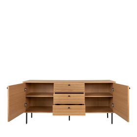 Sideboard Myronna mit Fußgestell aus Metall und drei Schubladen – Ansicht 4