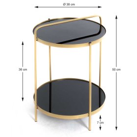 Glas Beistelltisch Ojana in Goldfarben und Schwarz – Ansicht 5