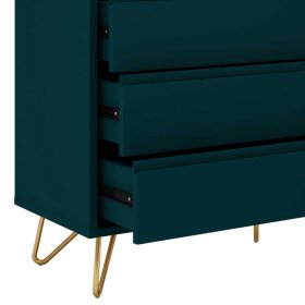 Design Kommode Tomi in Dunkelblau und Goldfarben mit Vierfußgestell aus Metall – Ansicht 6