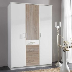 Schlafzimmerkleiderschrank Georgia in Eiche Sägerau und Weiß – Ansicht 2