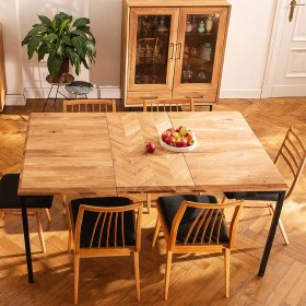 Esszimmertisch Yalley aus Wildeiche Massivholz und Metall im Skandi Design – Ansicht 4