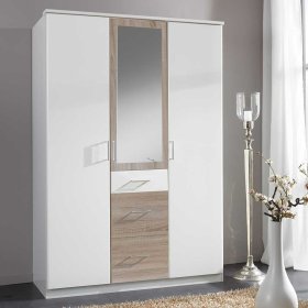 Kleiderschrank Georgia in Eiche Sägerau und Weiß 3 türig – Ansicht 2